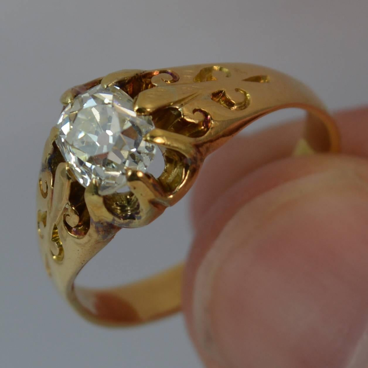 Victorian 1.02 Carat Old Cut Diamond 18 Carat Gold Solitaire Engagement Ring 1