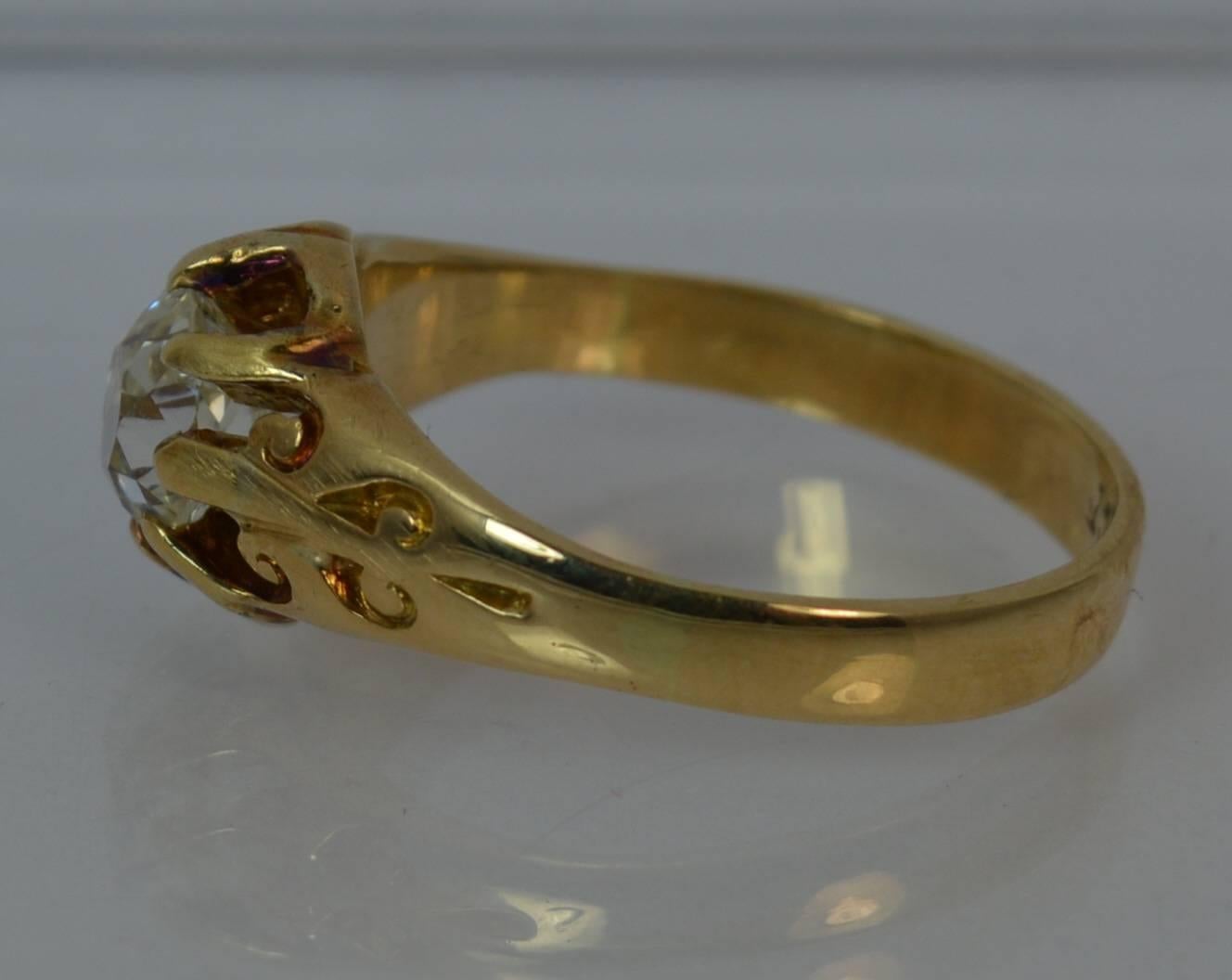 Victorian 1.02 Carat Old Cut Diamond 18 Carat Gold Solitaire Engagement Ring 2