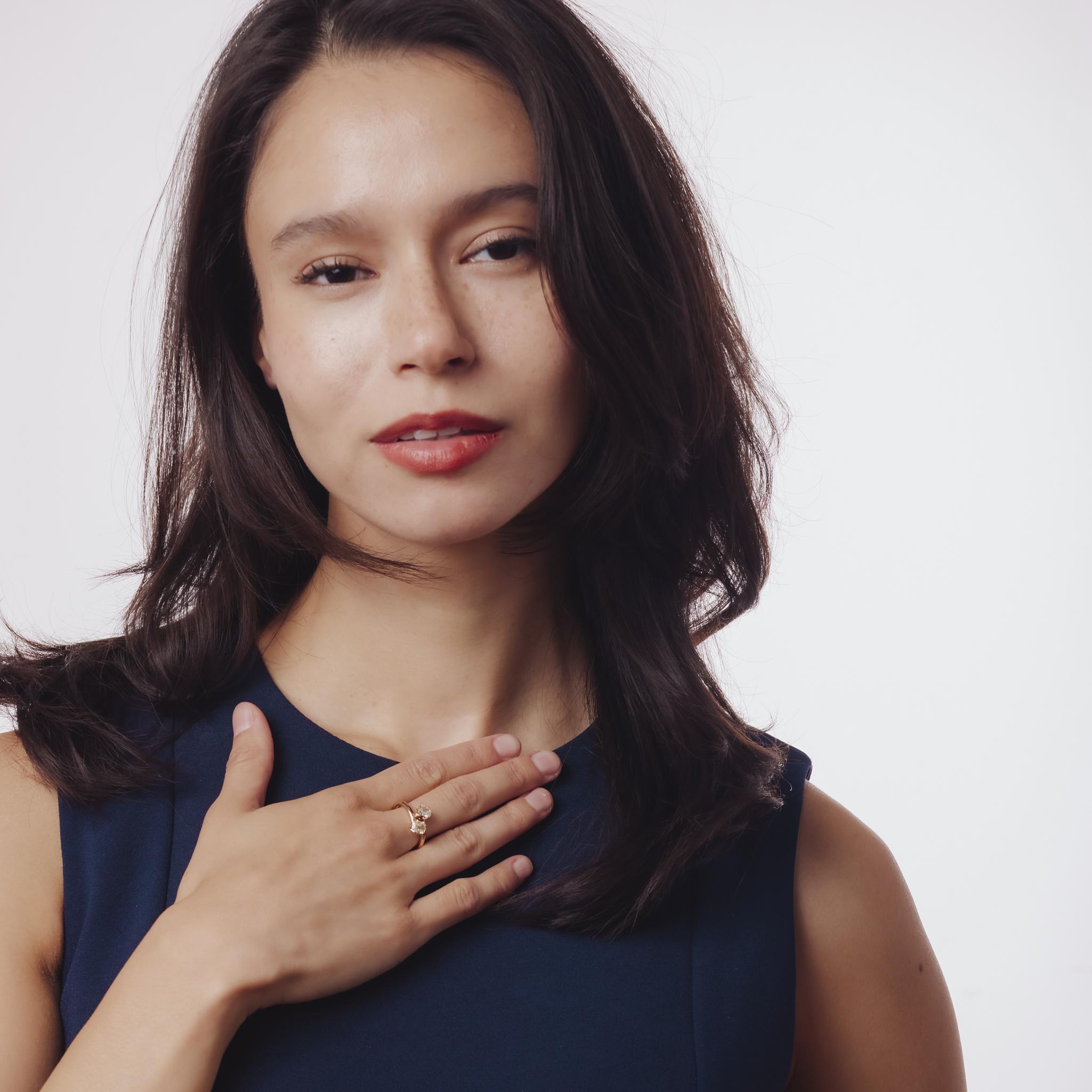 Bague Victorienne 1.03 carat diamant taille mine ancienne 18k rose Toi Et Moi en vente 1