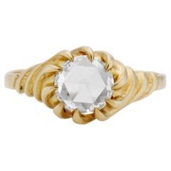 Victorian 1.05 carat Rose Cut Diamond Yellow Gold Antique Engagement Ring