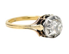 Victorian 1.05 Carats Diamond Silver-Topped 14 Karat Yellow Gold Engagement Ring