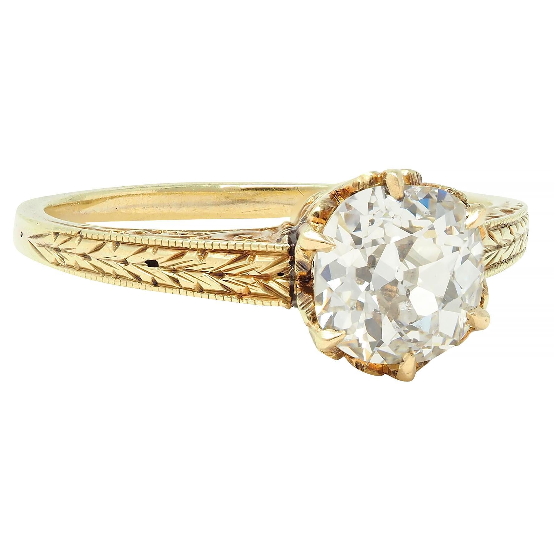 Old Mine Cut Victorian 1.05 CTW Mine Diamond 14K Gold Antique Solitaire Engagement Ring GIA