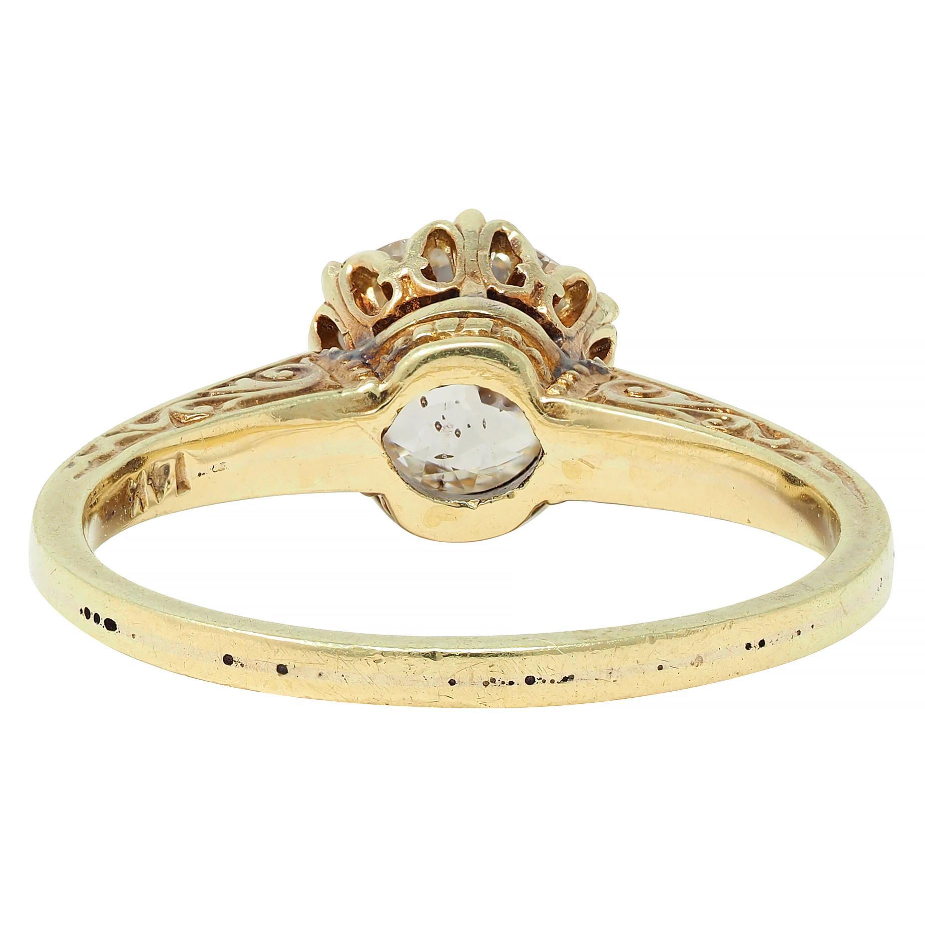 Victorian 1.05 CTW Mine Diamond 14K Gold Antique Solitaire Engagement Ring GIA 1