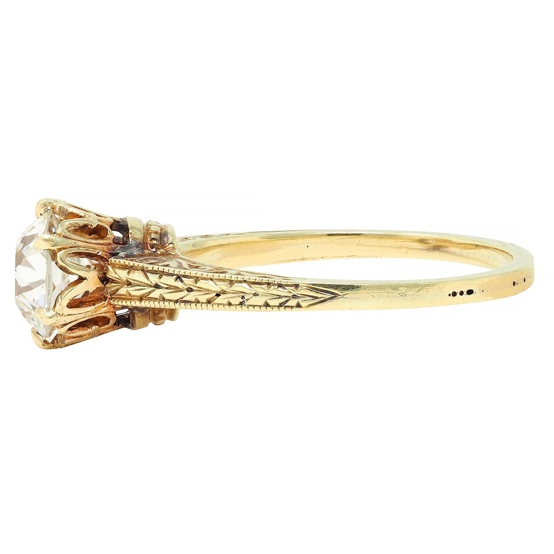 Victorian 1.05 CTW Mine Diamond 14K Gold Antique Solitaire Engagement Ring GIA 2