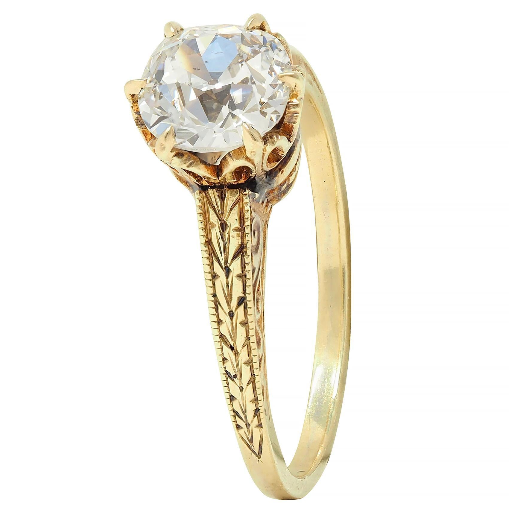 Victorian 1.05 CTW Mine Diamond 14K Gold Antique Solitaire Engagement Ring GIA 4