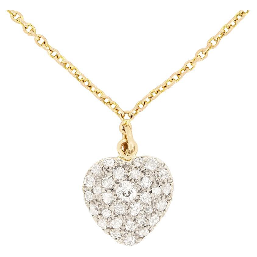 Victorian 1.05ct Diamond Heart Pendant, c.1880s