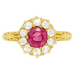 Victorian 1.05ct Ruby and Diamond Cluster Ring, c.1880s