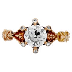Victorian 1.06 Carat Old European Cut Diamond Yellow Gold Engagement Ring