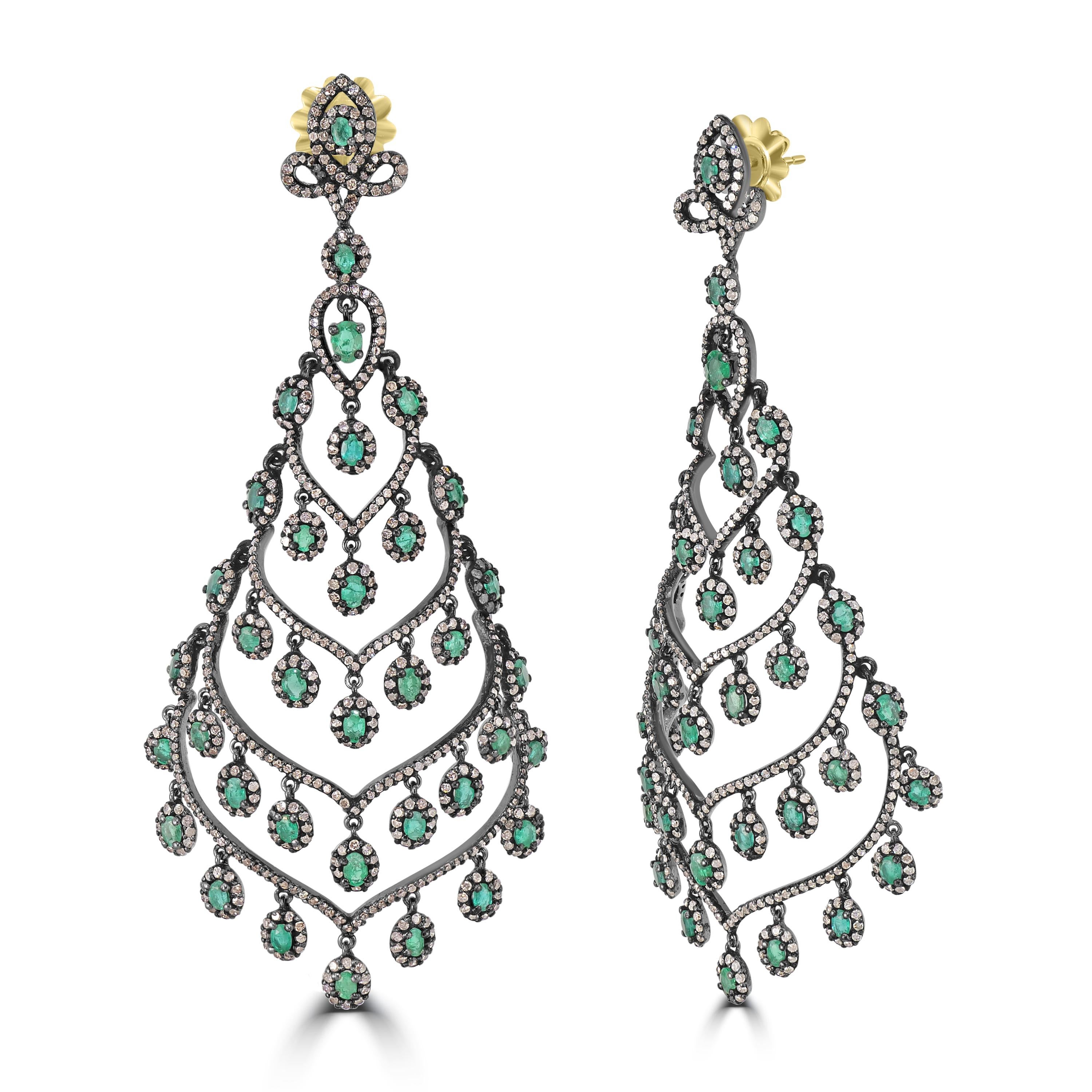 Introducing our Victorian 10.68 Cttw. Emerald and Diamond Chandelier Earrings – a breathtaking blend of elegance, sophistication, and timeless beauty.

Crafted with meticulous attention to detail, these chandelier earrings feature an exquisite