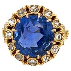 Antique Victorian 10.74 ct. Burma Sapphire Ring SSEF Certified 18kt YG