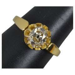 Victorian 1.07ct Cinnamon Old Cut Diamond and 18ct Gold Solitaire Ring