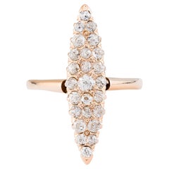 Victorian 1.08ctw Old Mine Cut Diamond Navette Ring in 14K Yellow Gold