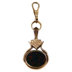 Colgante victoriano de oro de 10 ct con piedra de sangre y cornalina