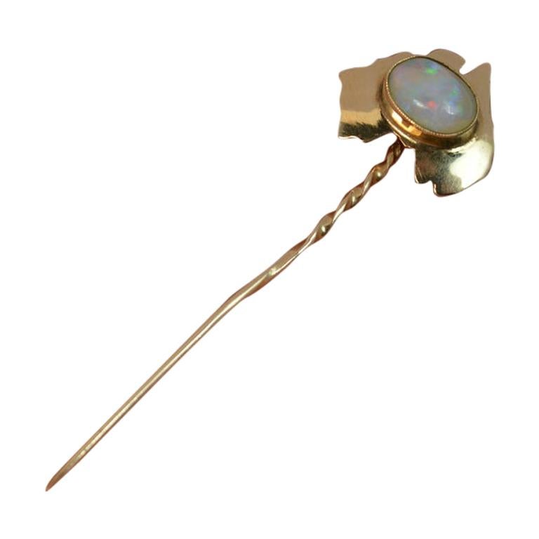 Victorian 10 Carat Gold and Opal Australia Shape Stick Tie Pin For Sale