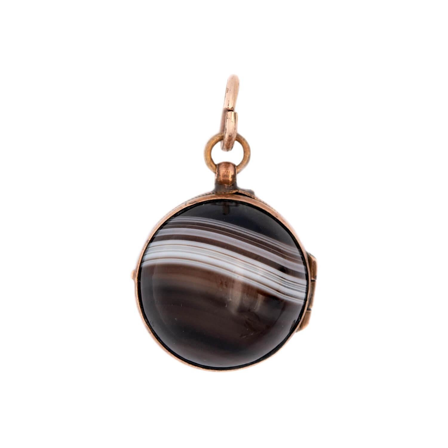 Victorian 10K Agate Locket Pendant Bon état - En vente à Narberth, PA