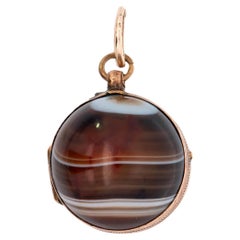 Victorian 10K Agate Locket Pendant