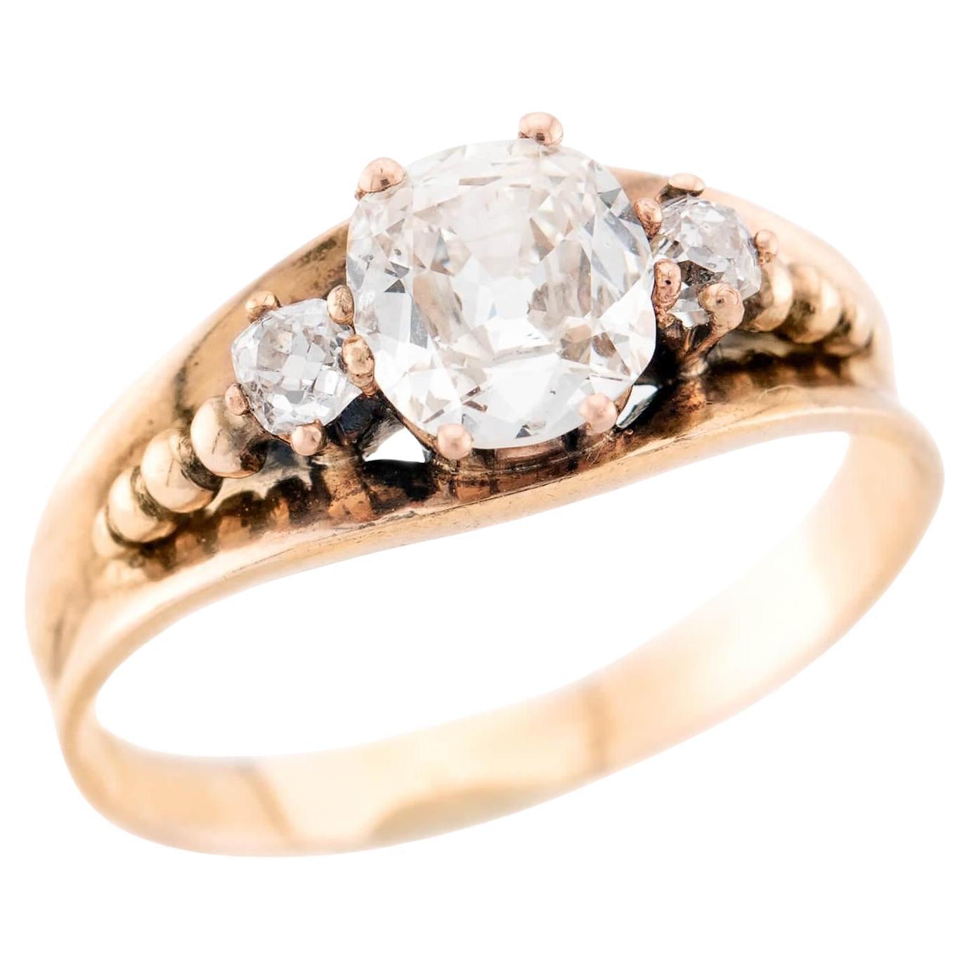 Anello di fidanzamento vittoriano con diamante GIA da 10k 1ct