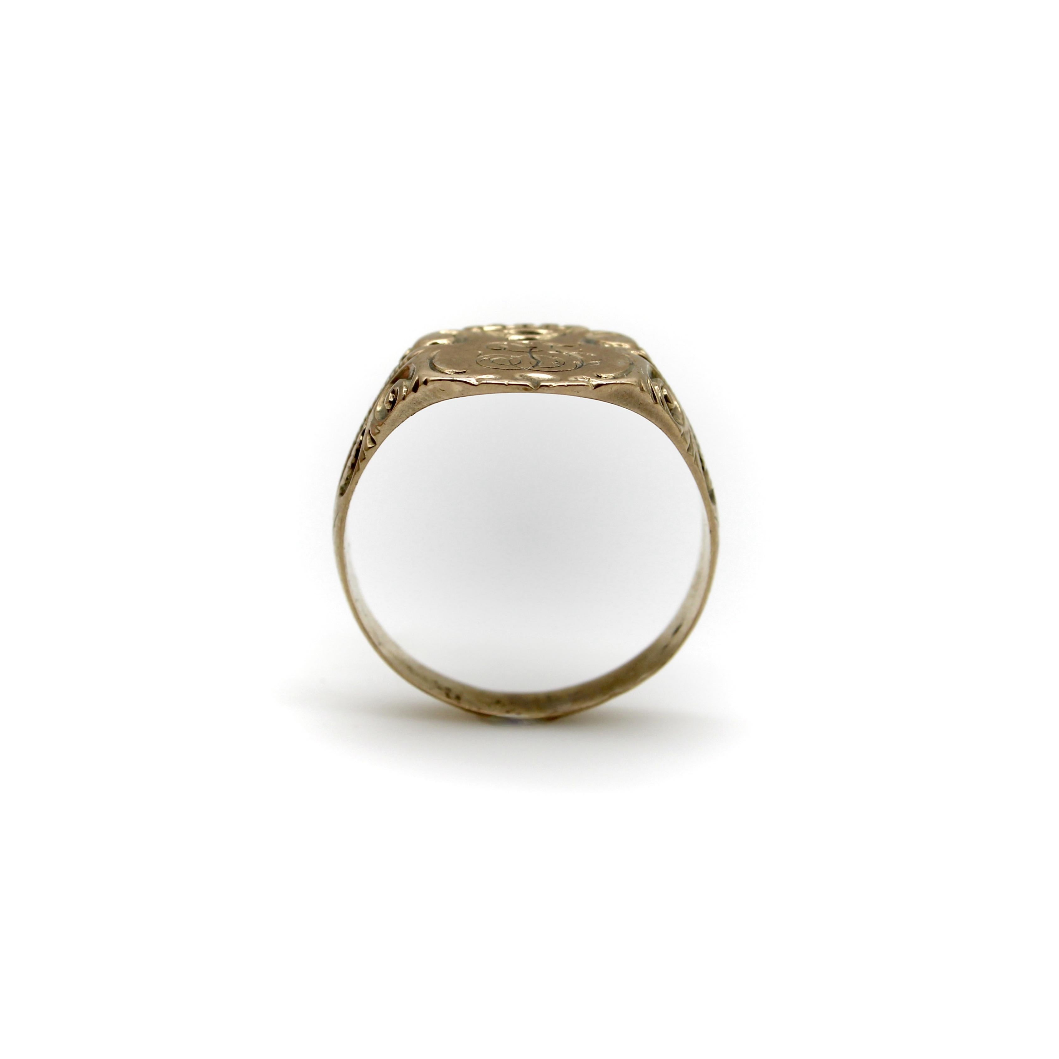 Victorian 10K Gold Austro-Hungarian Men’s Signet Ring For Sale 3