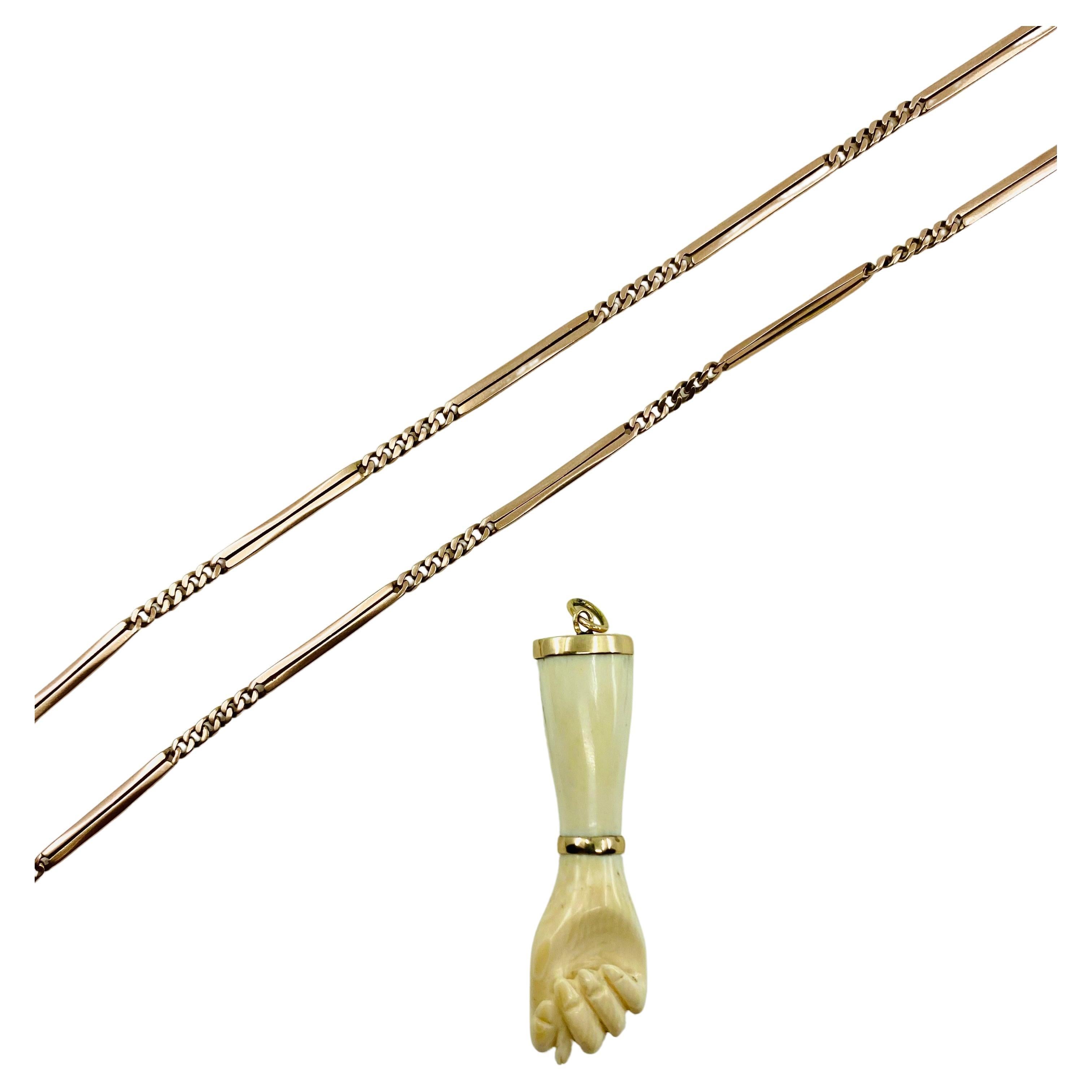 Collier victorien avec pendentif Figa sur chaîne en or 10k en vente 1