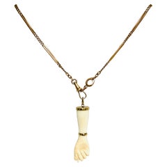 Vintage Victorian 10k Gold Chain Figa Pendant Necklace