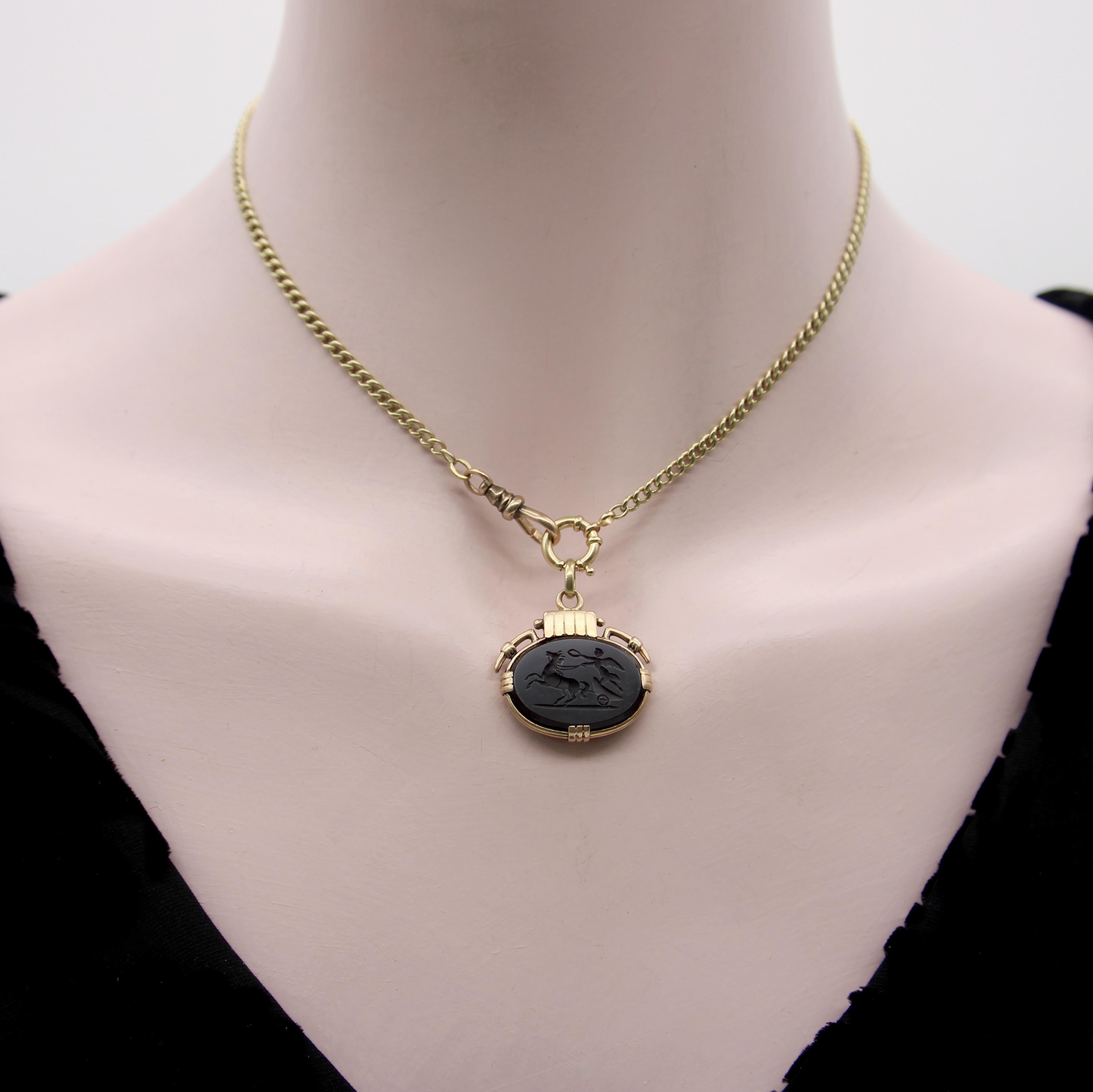 Victorian 10K Gold Curb Link with Dog Clip and Spring Ring Watch Chain For Sale 3