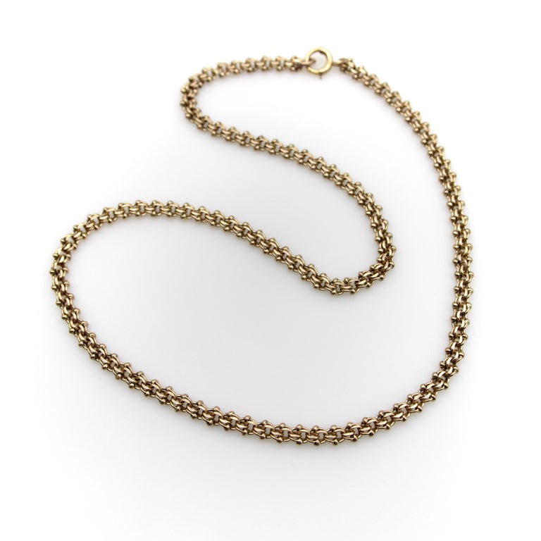 Victorian 10k Gold Double Link and Ball Fancy Chain For Sale at 1stDibs