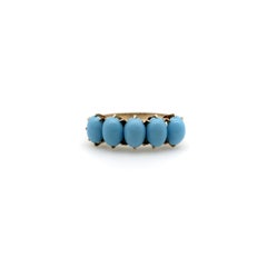 Victorian 10K Gold Five-Stone Turquoise Ring