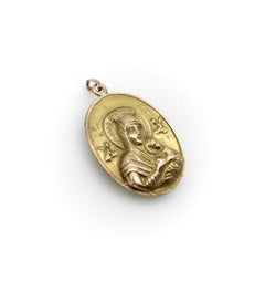Victorian 10K Gold Our Lady of Perpetual Help & Sacred Heart Pendant