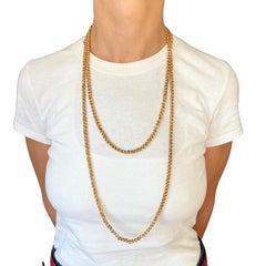 Victorian 10k Gold Textured Rope Link Long Chain Necklace