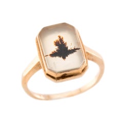 Viktorianischer 10k Moss-Achat-Ring