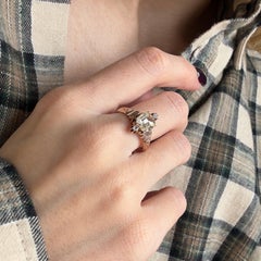 Victorian 10K Rose Gold 1.01 Carat Antique Cushion Rose Cut Diamond Ring