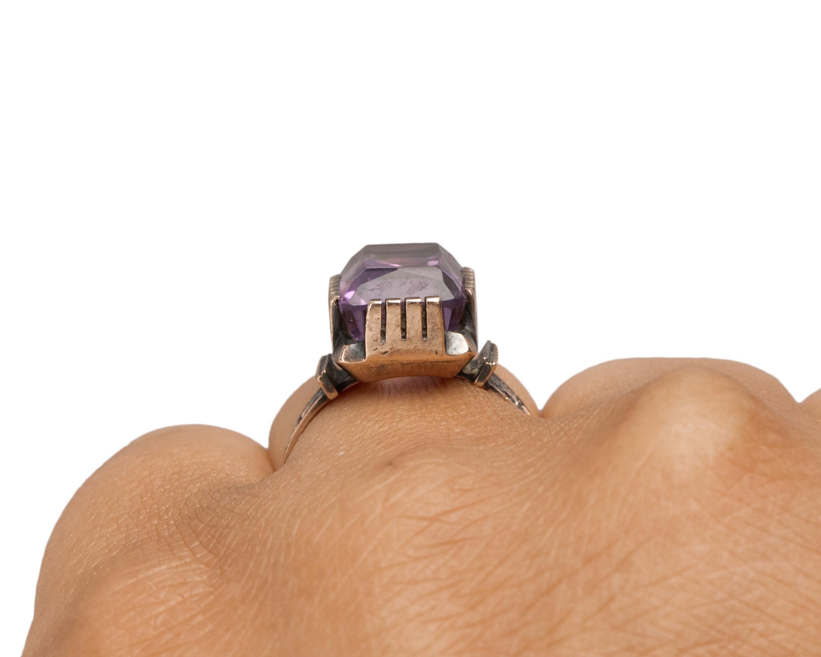 Women's or Men's Victorian 10K Rose Gold Antique Purple Amethyst Fashion/Statement Ring