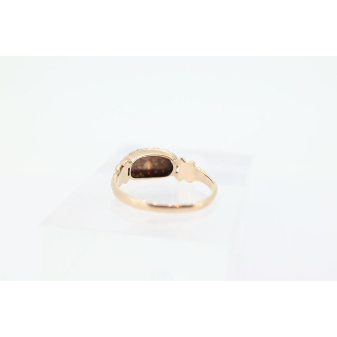 Victorian 10k Turquoise Cabochon and Pearl Seed Ring. 10k Victorian ornate In Good Condition For Sale In Port Charlotte, FL