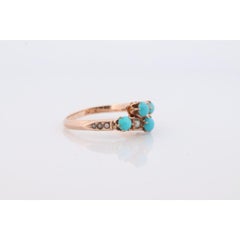 Victorian 10k Turquoise Cabochon and Pearl Seed Ring. 10k Victorian ornate