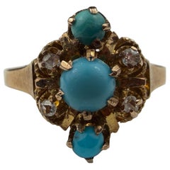 Victorian 10K Yellow Gold Persian Turquoise
Rose-Cut Diamond Ring Victorian 10K Yellow Gold Persian Turquoise
Rose-Cut Diamond Ring