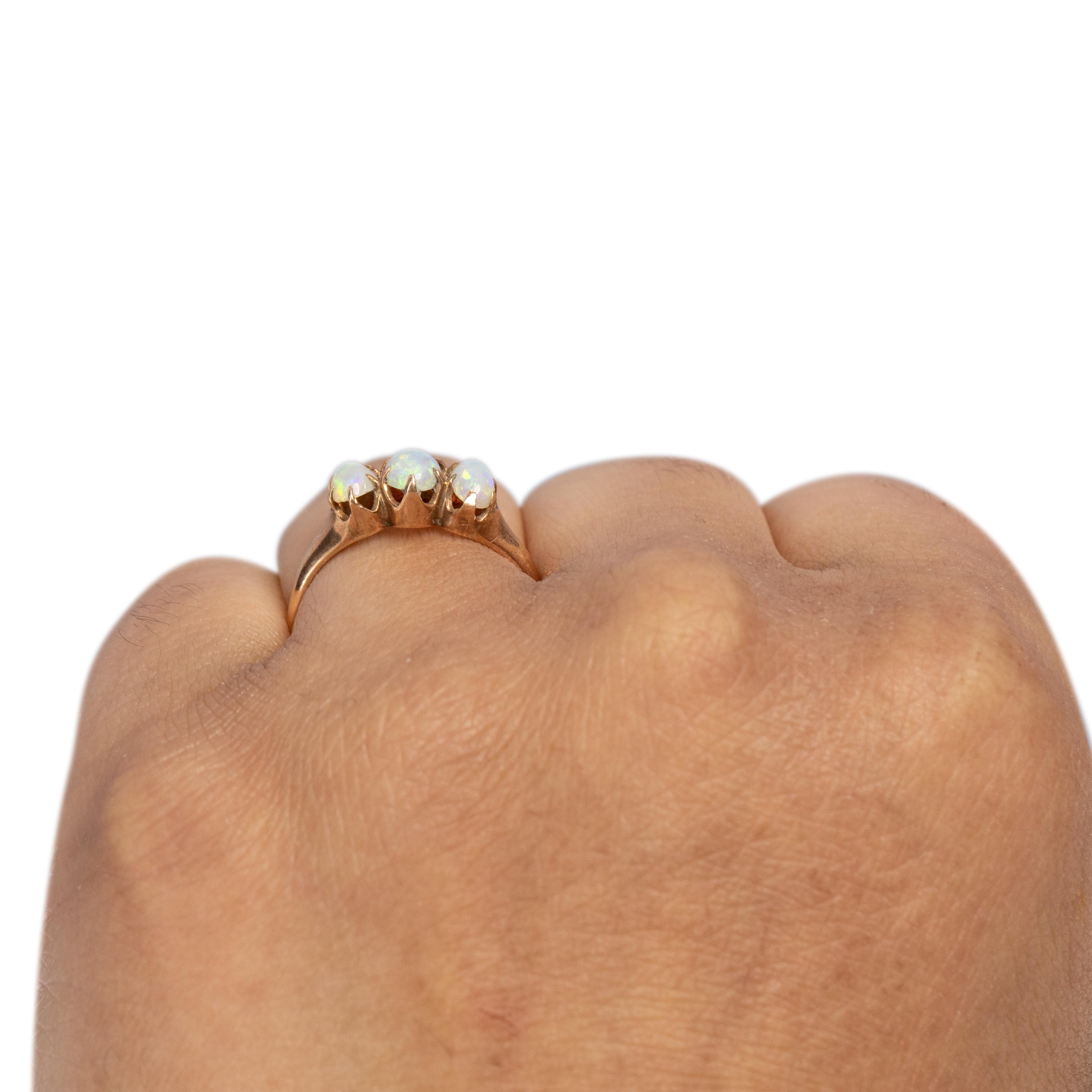 Victorian 10k Yellow Gold Vintage Three Stone Opal Statement Ring 1