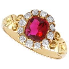 Victorian 1.10 Carat Ruby and 0.48 Carat Diamond, Yellow Gold Engagement Ring