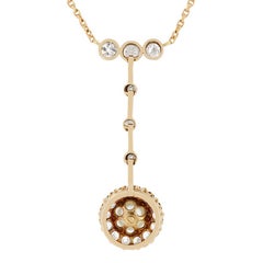 Victorian 1.10ct Diamond and Pearl Cluster Necklace, c.1880s