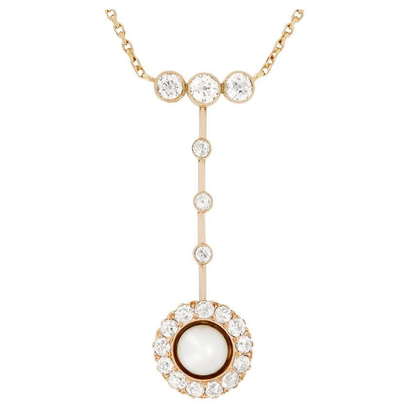 Viktorianische 1,10 Karat Diamant- und Perlen-Cluster-Halskette, ca. 1880er Jahre im Angebot