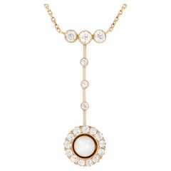 Victorian 1.10ct Diamond and Pearl Cluster Necklace, c.1880s