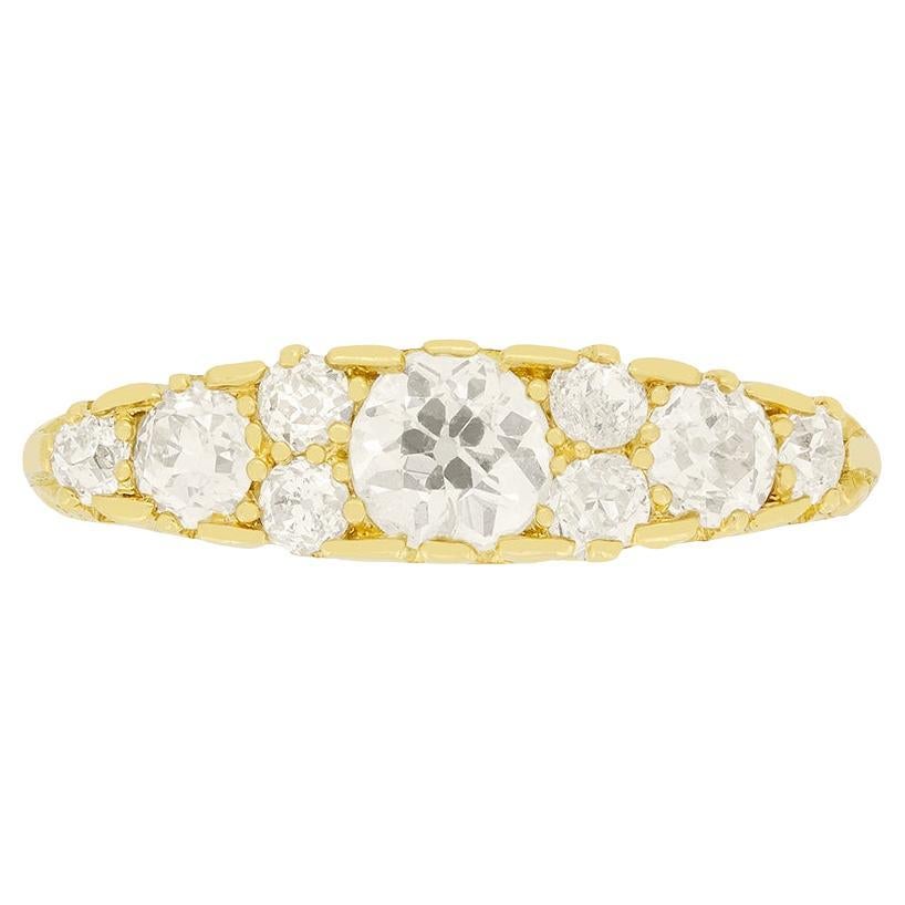 Victorian 1.10ct Diamond Carved Shank Ring, hallmarked 1903 For Sale