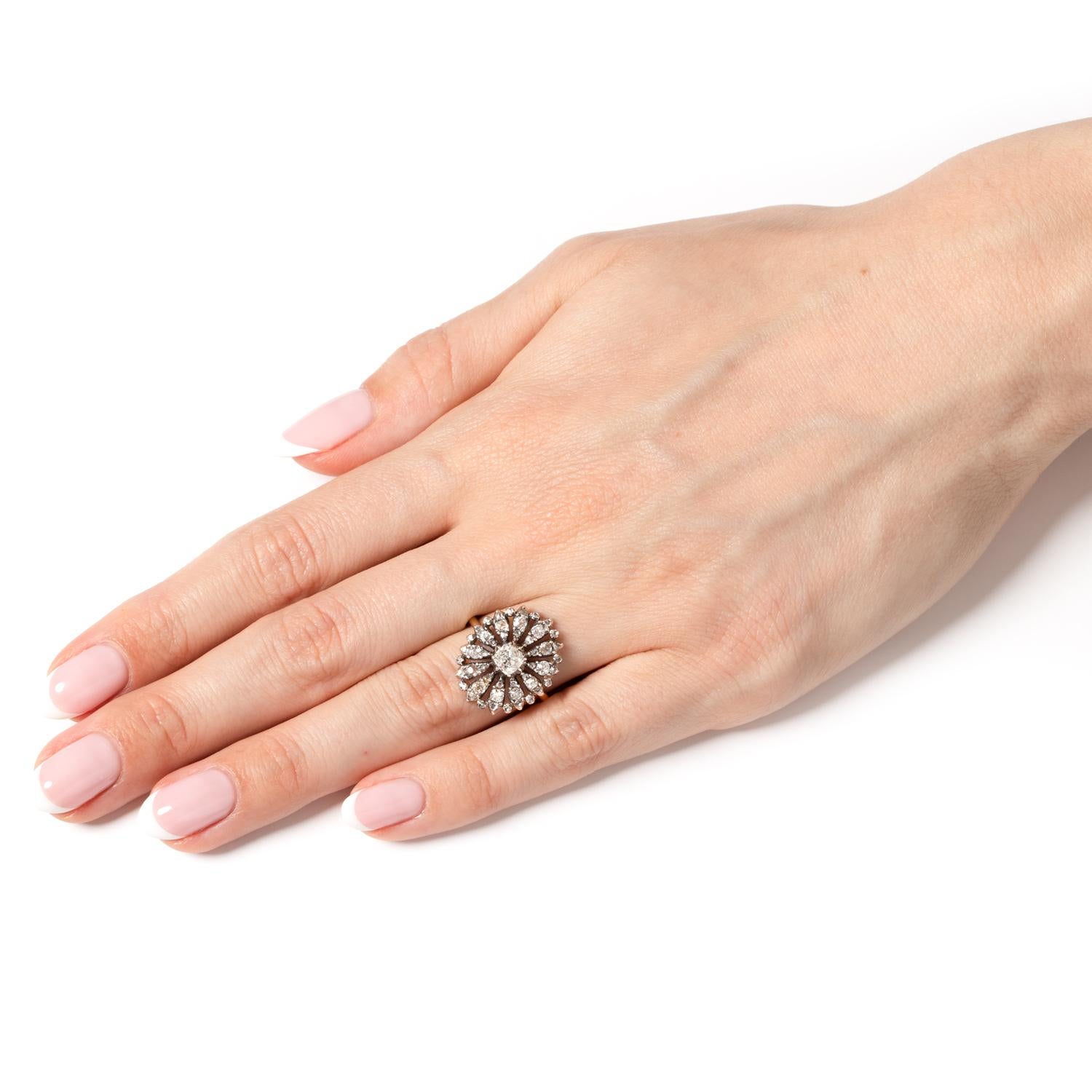 Viktorianischer 1,10 Karat Diamant-Cluster-Ring, ca. 1870er Jahre Damen im Angebot
