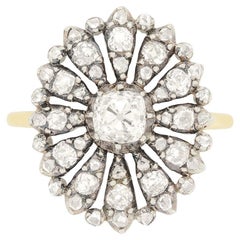 Anillo victoriano con racimo de diamantes de 1,10 ct, c.1870