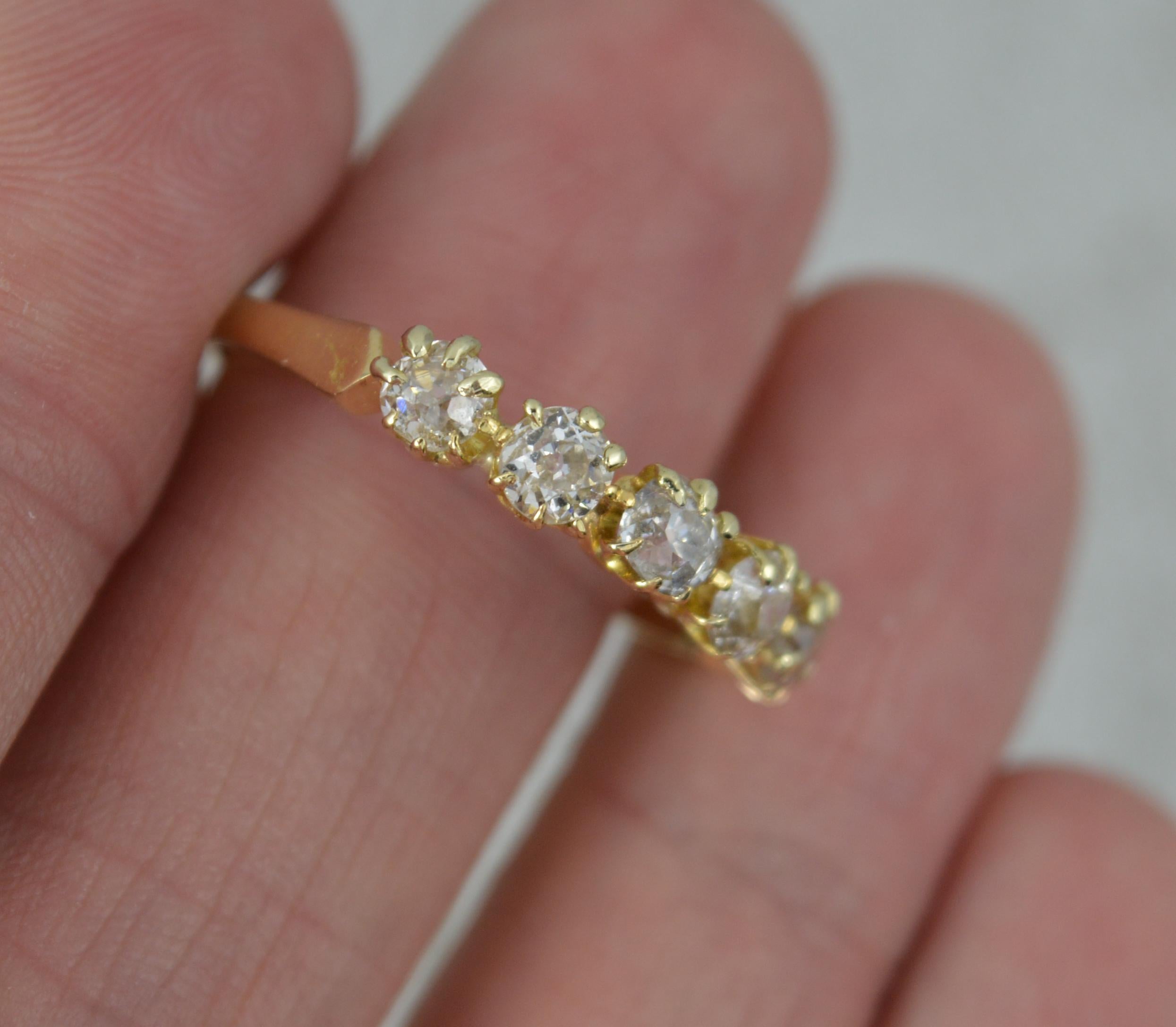 Victorian 1.10ct Old Cut Five Diamond and 18ct Gold Stack Ring 4