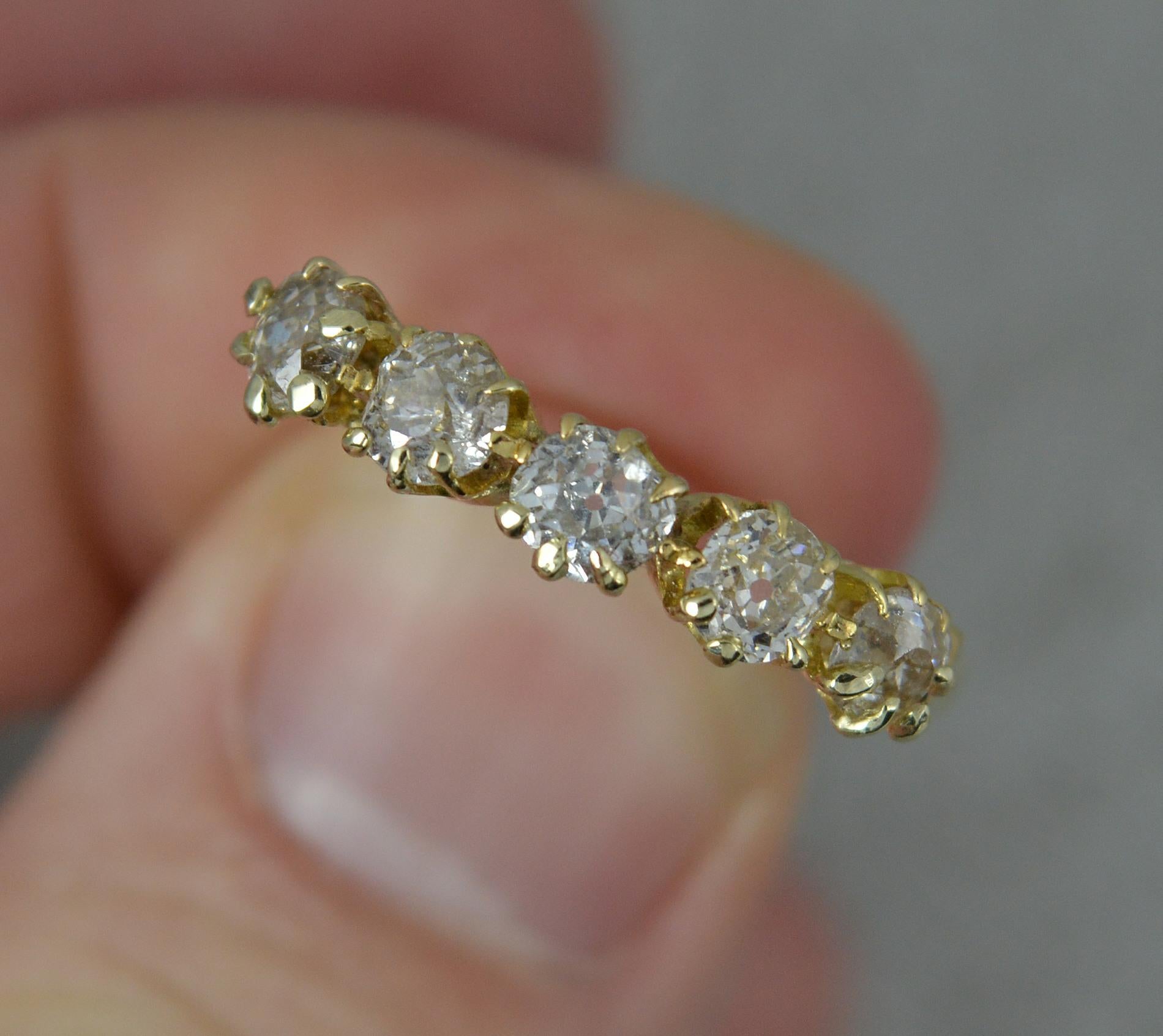 Victorian 1.10ct Old Cut Five Diamond and 18ct Gold Stack Ring 1