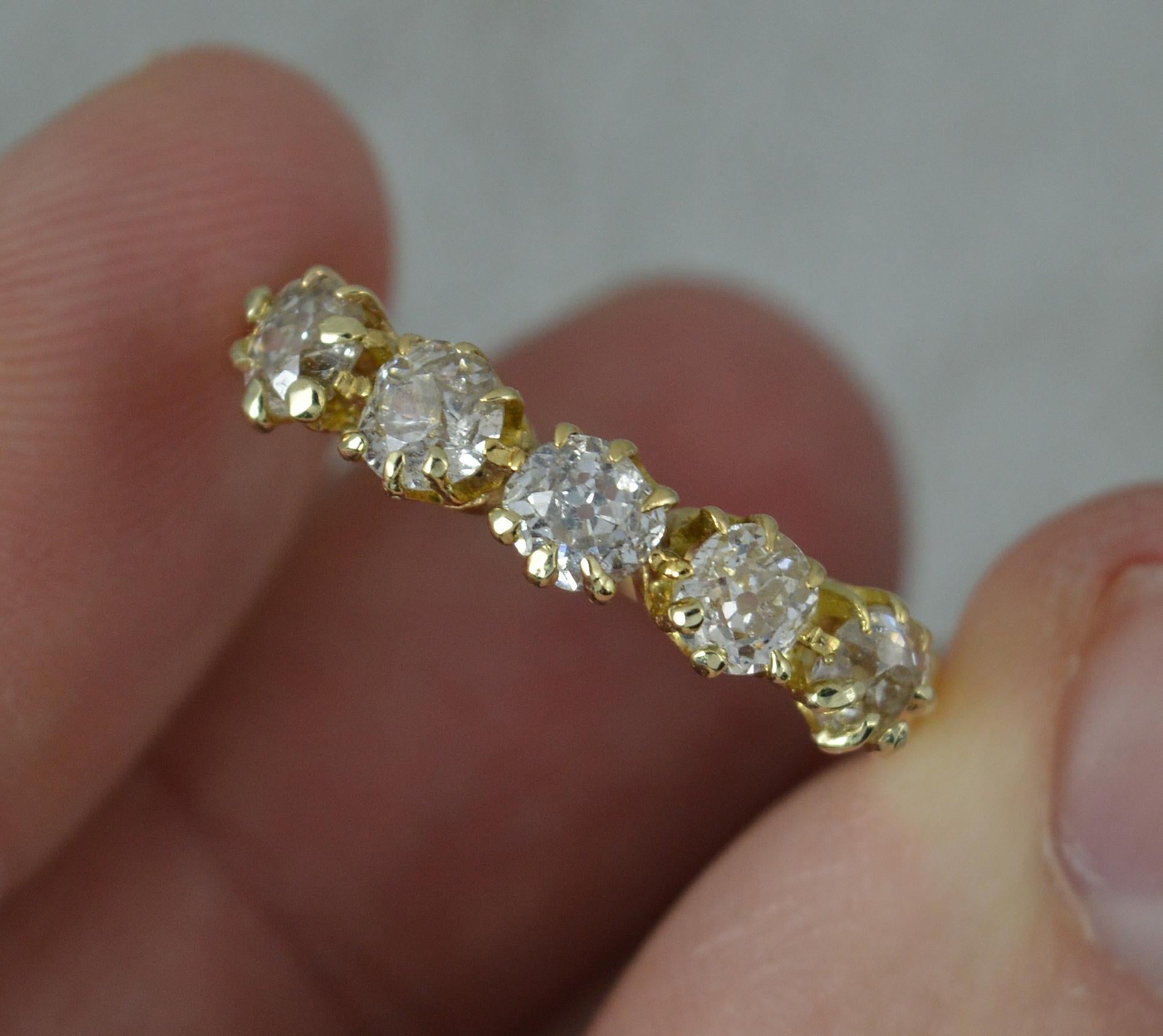 Victorian 1.10ct Old Cut Five Diamond and 18ct Gold Stack Ring 2