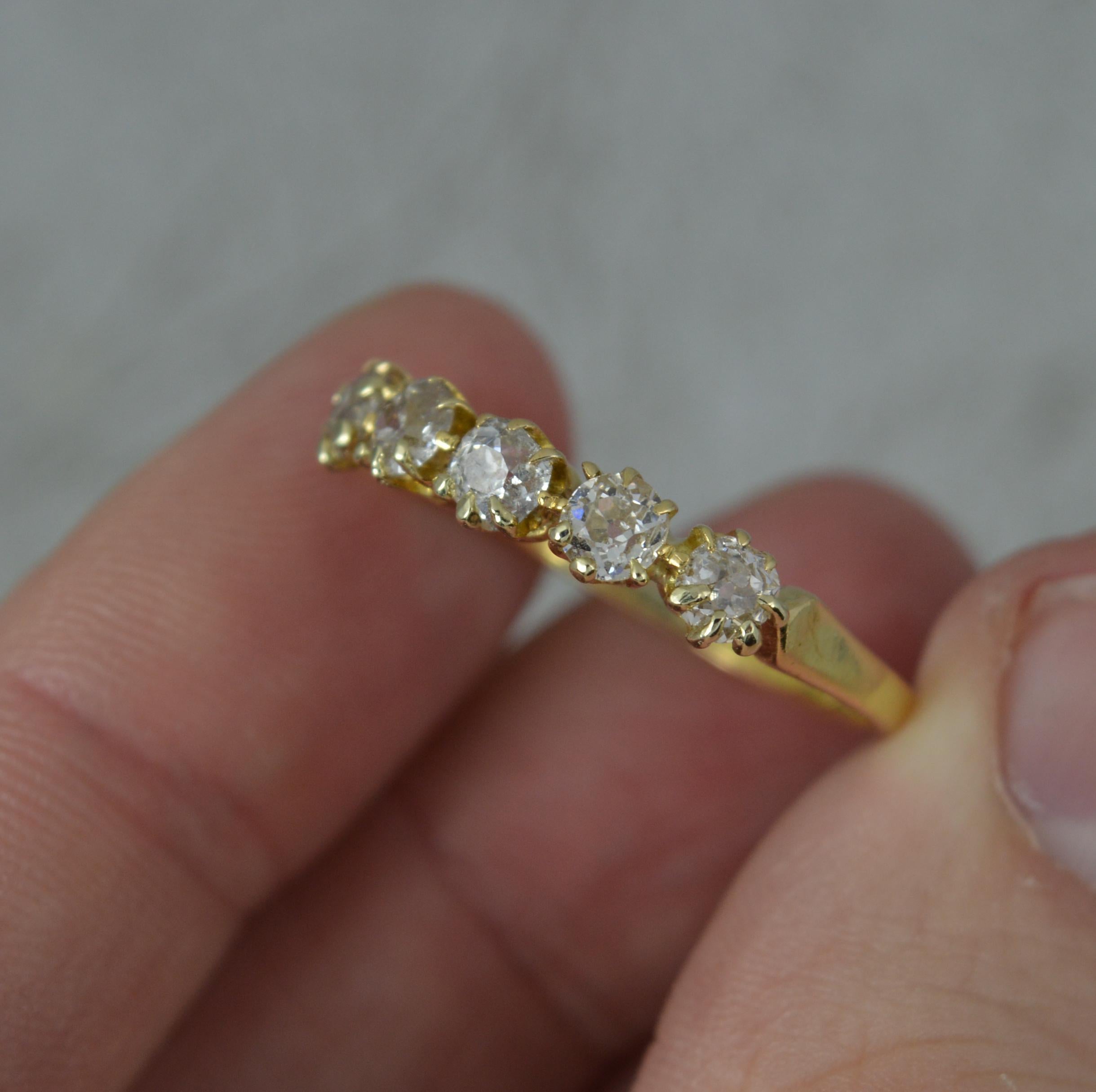 Victorian 1.10ct Old Cut Five Diamond and 18ct Gold Stack Ring 3