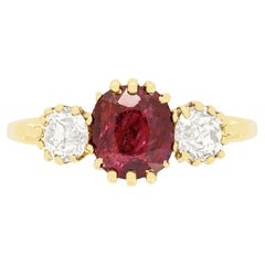 Victorian 1.10ct Ruby and Diamond Trilogy Ring, c.1880s