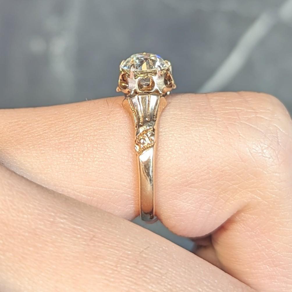 Antiker viktorianischer Verlobungsring aus 14 Karat Gold mit 1,12 Karat alteuropäischem Diamant 9