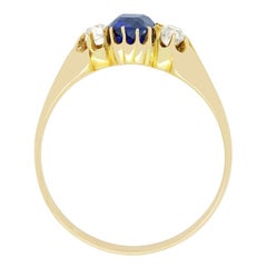 Victorian 1.12ct Sapphire and Diamond Trilogy Ring, c.1880s